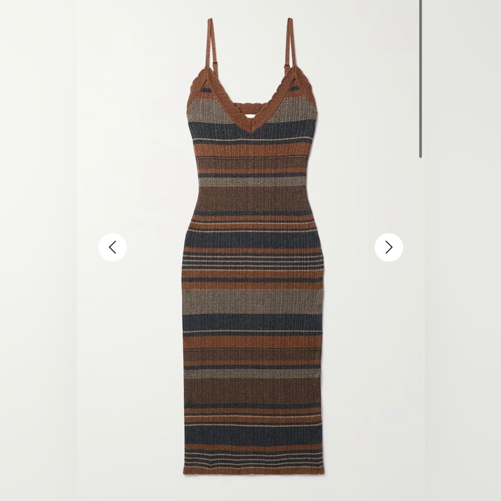 L’agence Sandi Striped Ribbed Lurex Dress